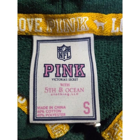 Victorias Secret PINK NFL Green Bay Packers Full Zip Hoodie Green Rhinestone S - Picture 7 of 8